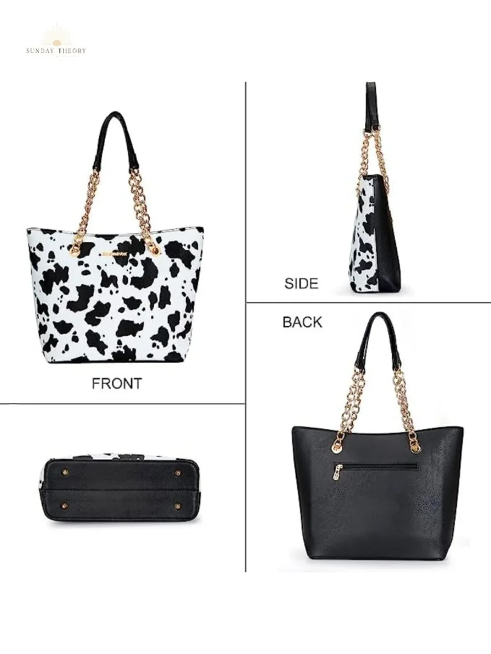 Women's Faux Leather Chain Top-Handle Tote Bag, Large Capacity Satchel with